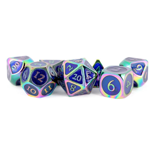 FanRoll  Dice Set Rainbow with Blue Enamel (7) 0680599383304