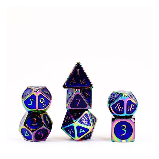 FanRoll  Dice Set Rainbow with Blue Enamel (7) 0680599383304