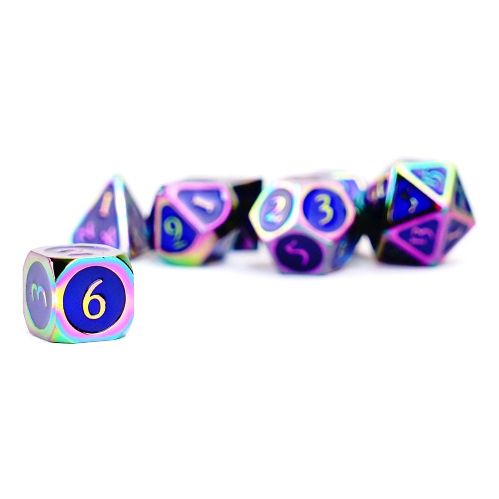 FanRoll  Dice Set Rainbow with Blue Enamel (7) 0680599383304