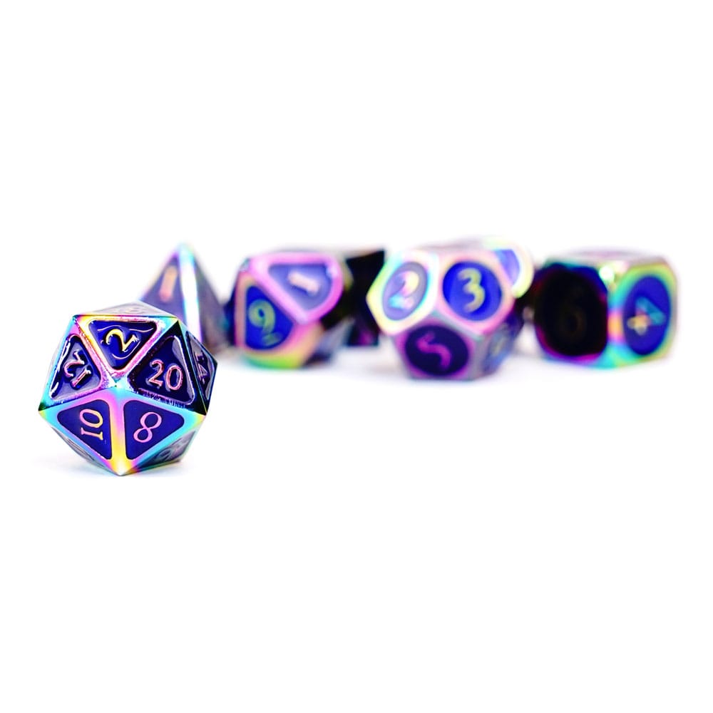 FanRoll  Dice Set Rainbow with Blue Enamel (7) 0680599383304