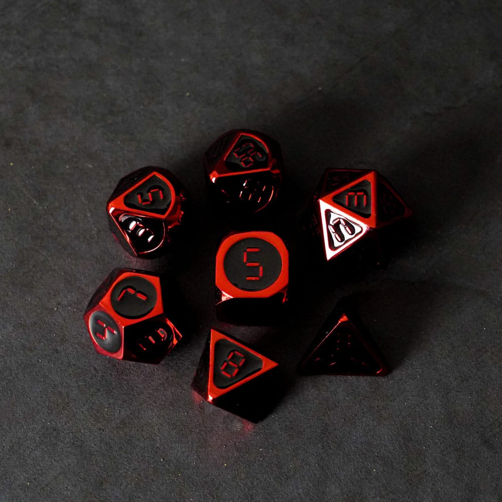 FanRoll  Dice Set Red with Black Enamel (7) 0680599383557