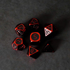 FanRoll  Dice Set Red with Black Enamel (7) 0680599383557