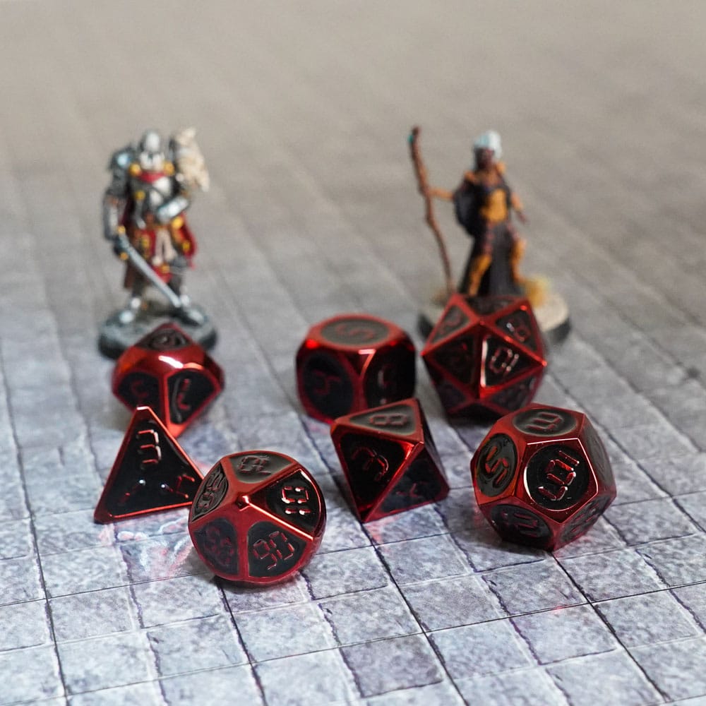 FanRoll  Dice Set Red with Black Enamel (7) 0680599383557