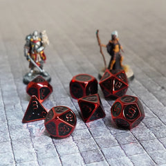 FanRoll  Dice Set Red with Black Enamel (7) 0680599383557