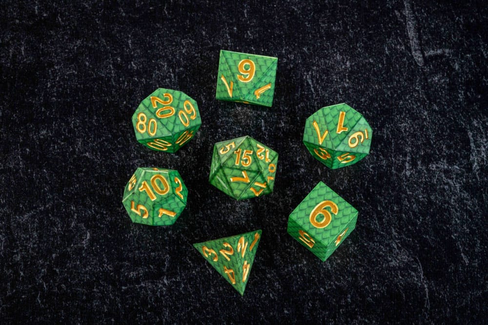 Dragon Storm Sharp Edge Silicone Dice Set Green Dragon Scales (7) 0687700234272