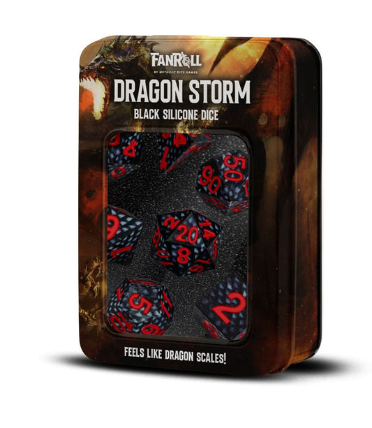 Dragon Storm Sharp Edge Silicone Dice Set Black Dragon Scales (7) 0687700234289