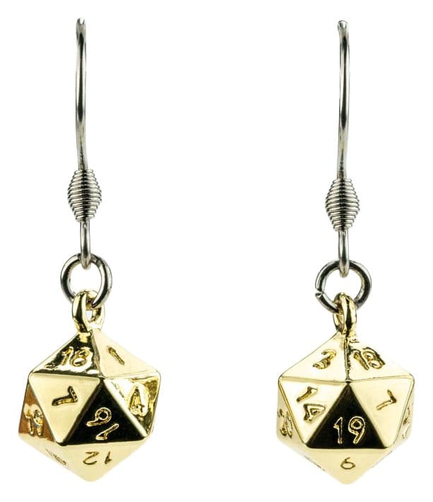 Lair Wear Dice Earrings D20 Gold Metal 0605468413234
