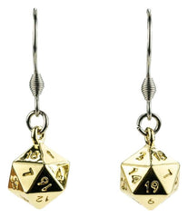 Lair Wear Dice Earrings D20 Gold Metal 0605468413234