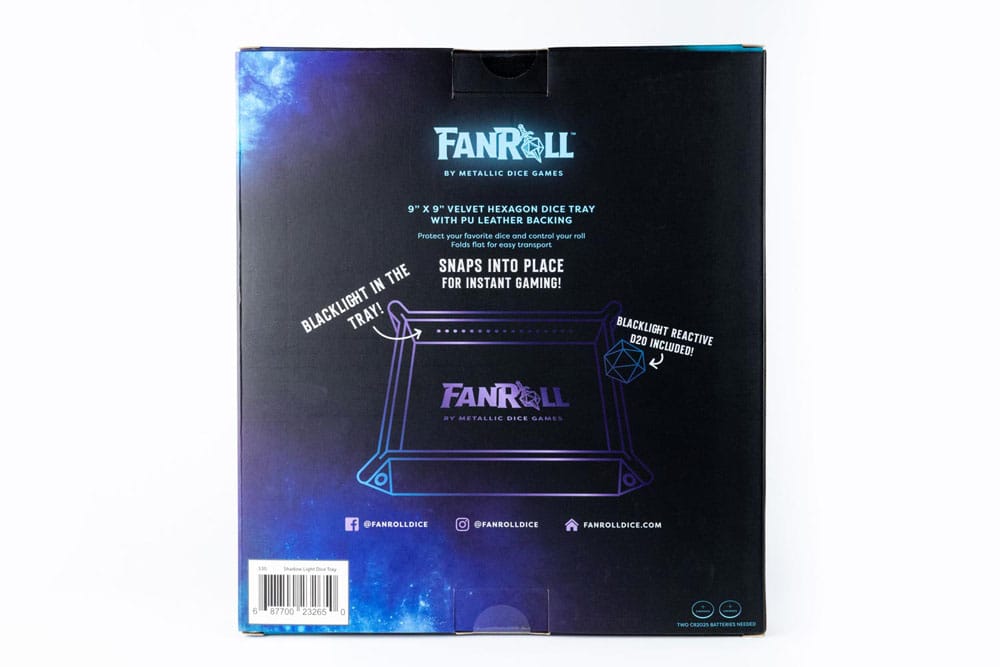 FanRoll Shadowlight Folding Blacklight Dice Tray Black 0687700232650