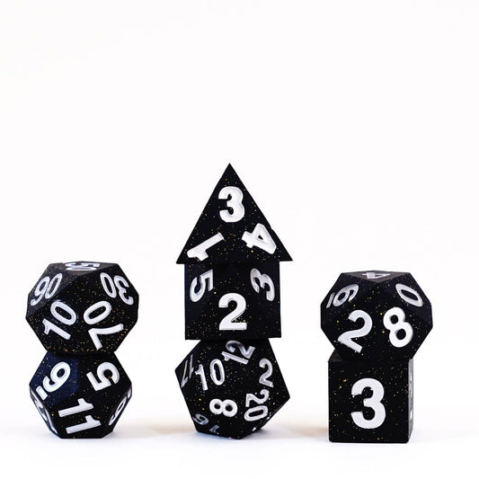 FanRoll Sharp Edge Silicone Dice Set Gold Scatter (7) 0687700231219