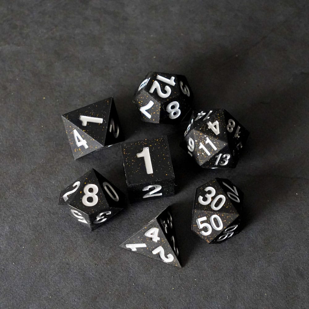 FanRoll Sharp Edge Silicone Dice Set Gold Scatter (7) 0687700231219