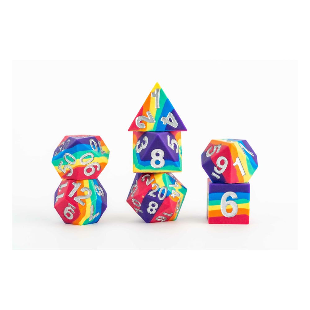 FanRoll Sharp Edge Silicone Dice Set Rainbow (7) 0687700232605