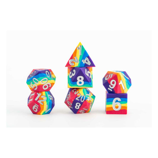 FanRoll Sharp Edge Silicone Dice Set Rainbow (7) 0687700232605