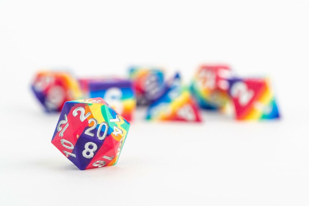 FanRoll Sharp Edge Silicone Dice Set Rainbow (7) 0687700232605