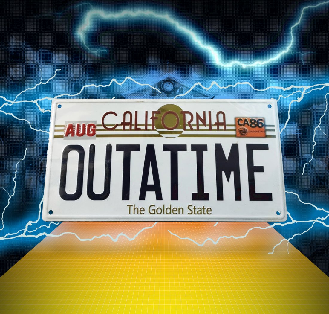 Back To The Future Metal Sign ´Outatime´ DeLorean License Plate 5060662463921