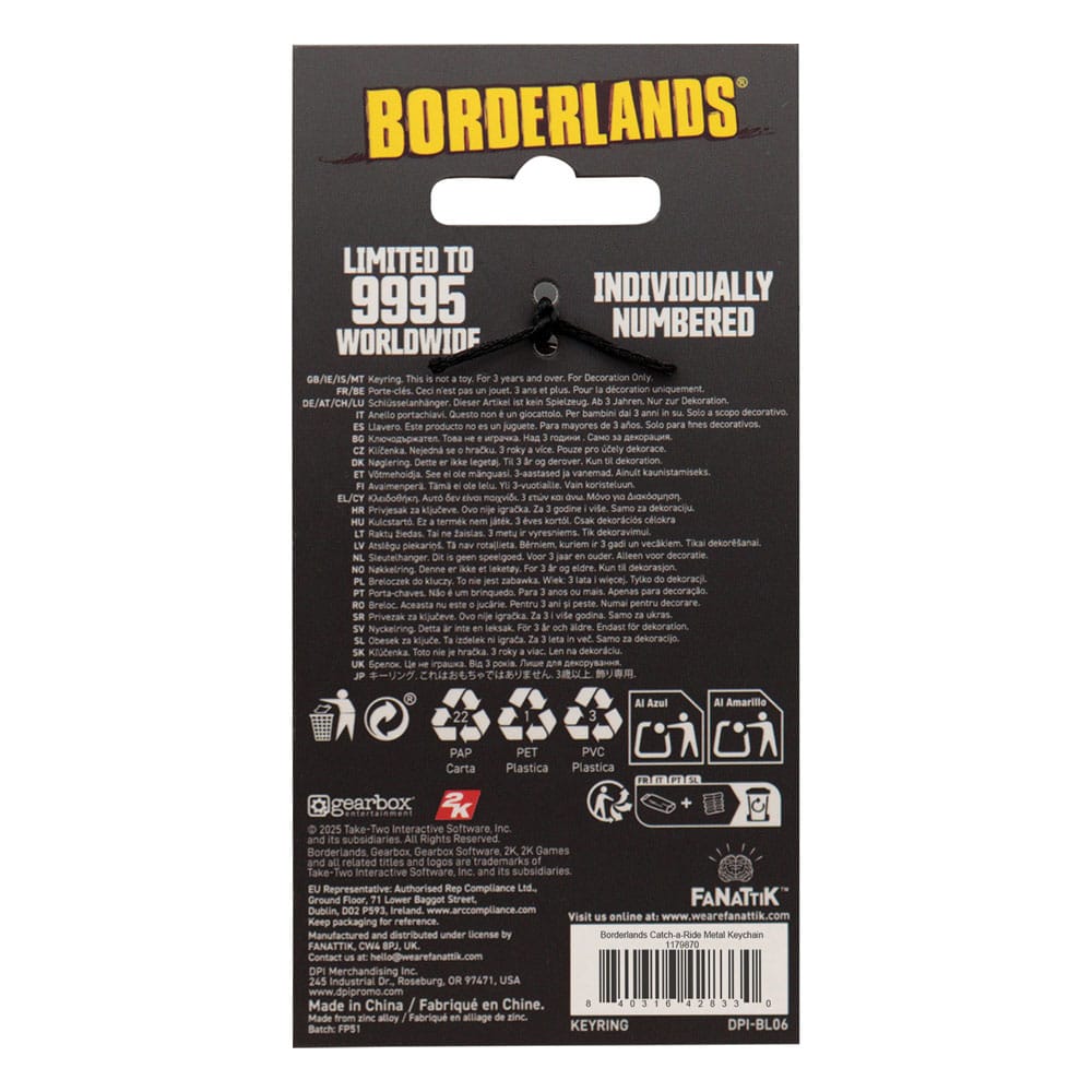 Borderlands Keychain Catch-A-Ride Limited Edition                   0840316428330