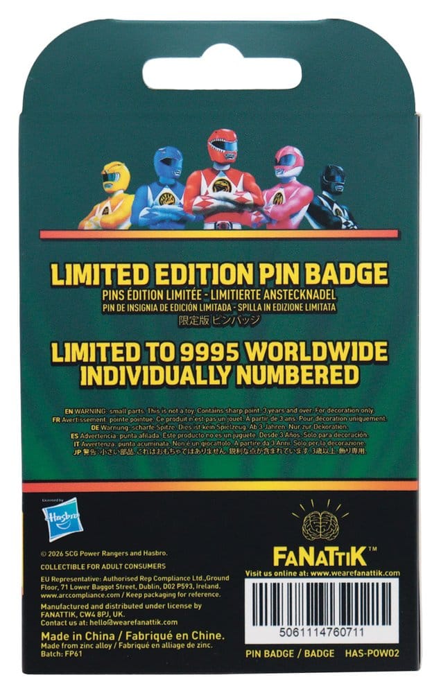Power Rangers Pin Badge Green Ranger Limited Edition 5061114760711