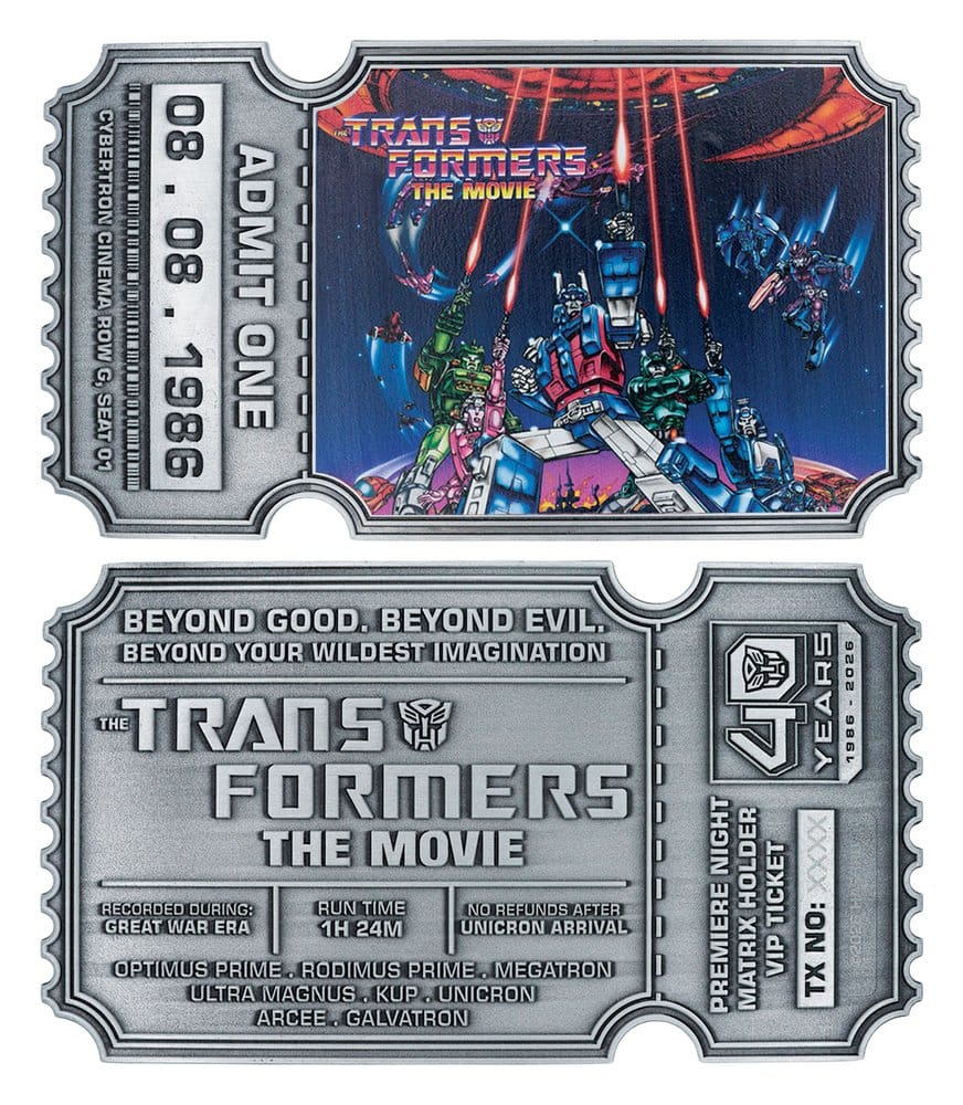 Transformers Replica The Movie 40th Anniversary Movie Ticket Limited Edition 9 x 16 cm 5061114760940