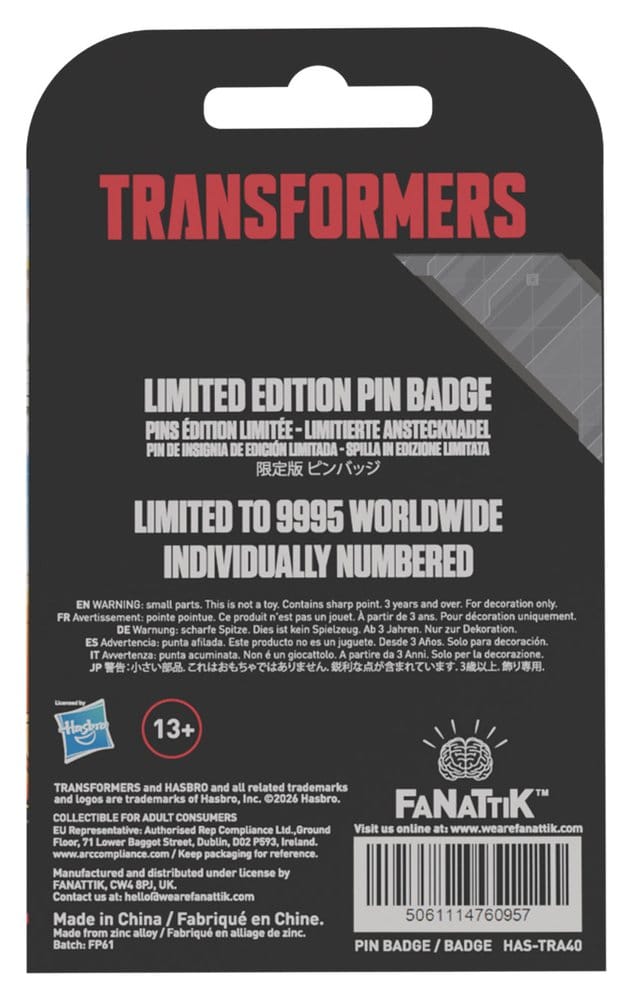 Transformers Pin Badge The Movie 40th Anniversary Unicron Limited Edition 5061114760957