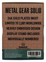 Metal Gear Solid 2 Ingot Raiden 24k Gold Plated Limited Edition  5060948298087