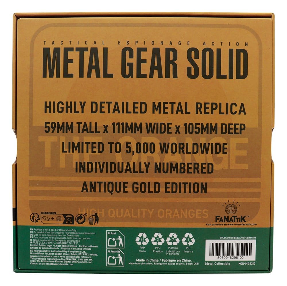 Metal Gear Solid 2 Replica Cardboard Box Antique Gold   5060948298100