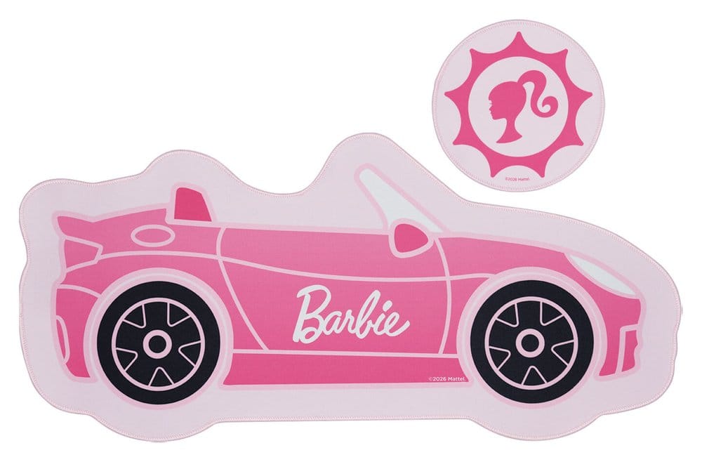 Barbie Schreibtischunterlage & Untersetzer CarBarbie Desk Pad & Coaster Set CarBarbie set sous-mains revêtu & sous-verre CarBarbie Vade Escolar & posavasos Car 5060948299275
