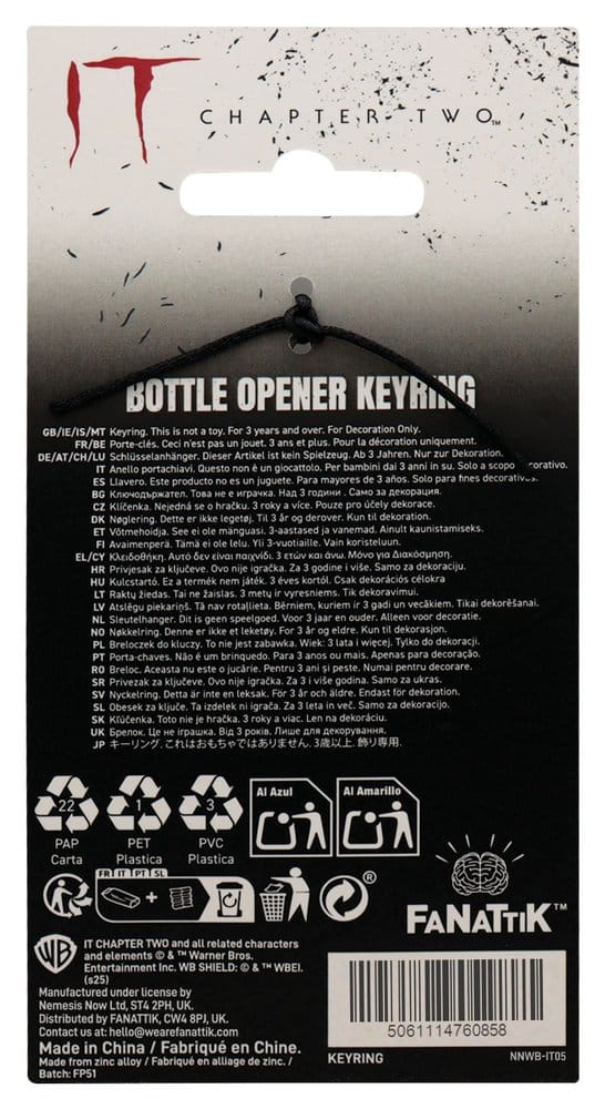 Es Kapitel Zwei Flaschenöffner Pennywise SchlüsselanhängerIt Chapter Two Bottle Opener Pennywise KeyringÇa Chapitre 2 décapsuleur Pennywise Porte-clésIt Capítulo Dos Abrebotellas Pennywise Llavero 5061114760858