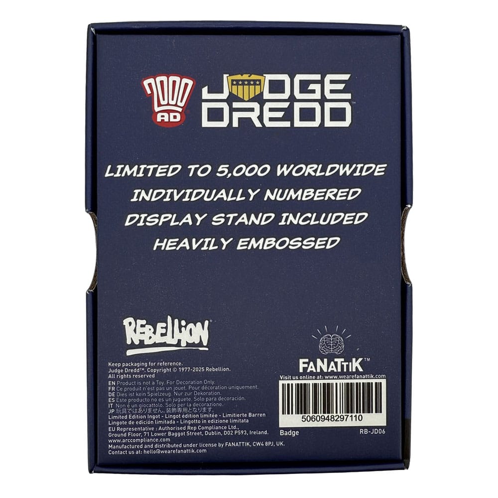 2000 AD Replica Judge Dredd Badge Limited Edition     5060948297110