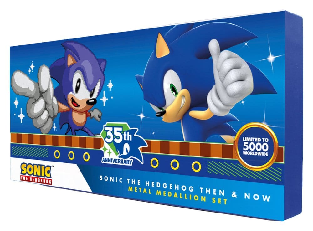 Sonic the Hedgehog Medallion Set 35th Anniversary Then & Now Limited Edition 5060948298728
