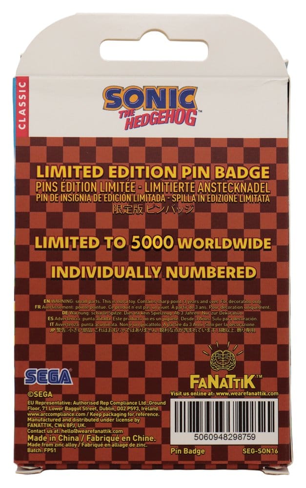 Sonic - The Hedgehog Pin Badge Dr. Eggman Egg Mobile Chained 5060948298759