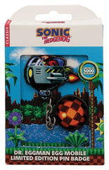 Sonic - The Hedgehog Pin Badge Dr. Eggman Egg Mobile Chained 5060948298759