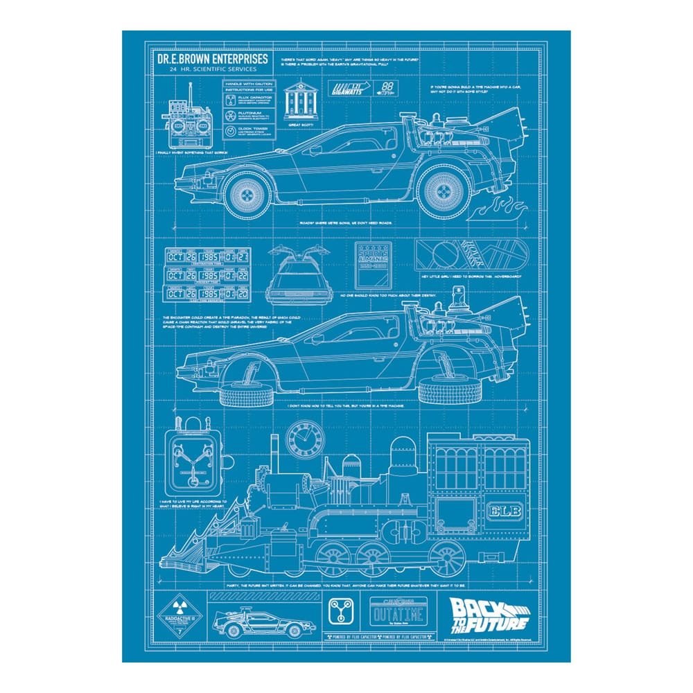 Back To The Future Art Print Time Machine Blueprint Limited Edition 42 x 30 cm              5060948294522