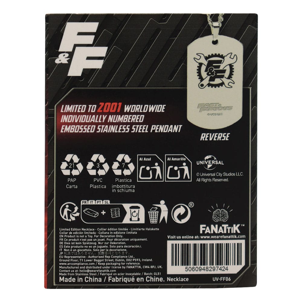 Fast & Furious Dog Tags with ball chain  5060948297424