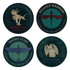 How to Train Your Dragon Coaster 4-Pack Dragon Printed Metal 5061114761121