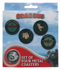 How to Train Your Dragon Coaster 4-Pack Dragon Printed Metal 5061114761121
