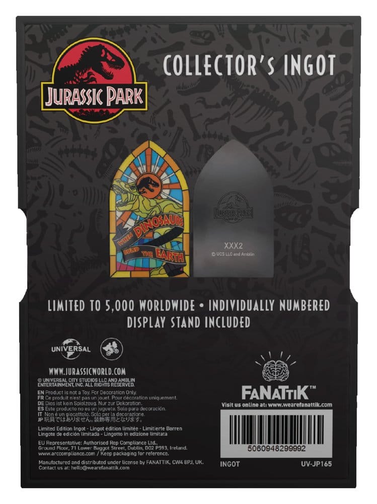 Jurassic Park Ingot Stained Glass Style Metal 11 cm 5060948299992