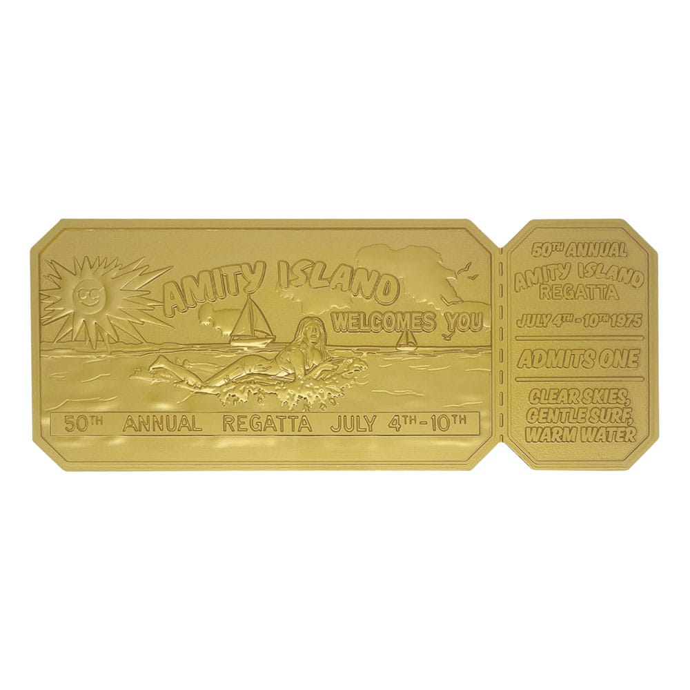 Jaws Replica 1/1 50th Anniversary Regatta Ticket 24k Gold Plated 5060948297363