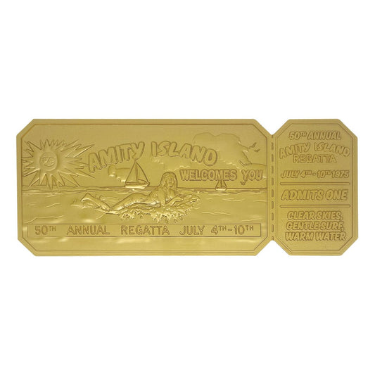 Jaws Replica 1/1 50th Anniversary Regatta Ticket 24k Gold Plated 5060948297363