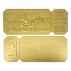 Jaws Replica 1/1 50th Anniversary Regatta Ticket 24k Gold Plated 5060948297363