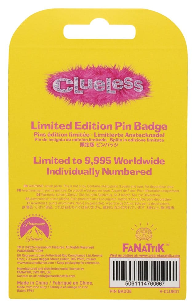 Clueless Pin Badge Total Betty Limited Edition 5061114760667