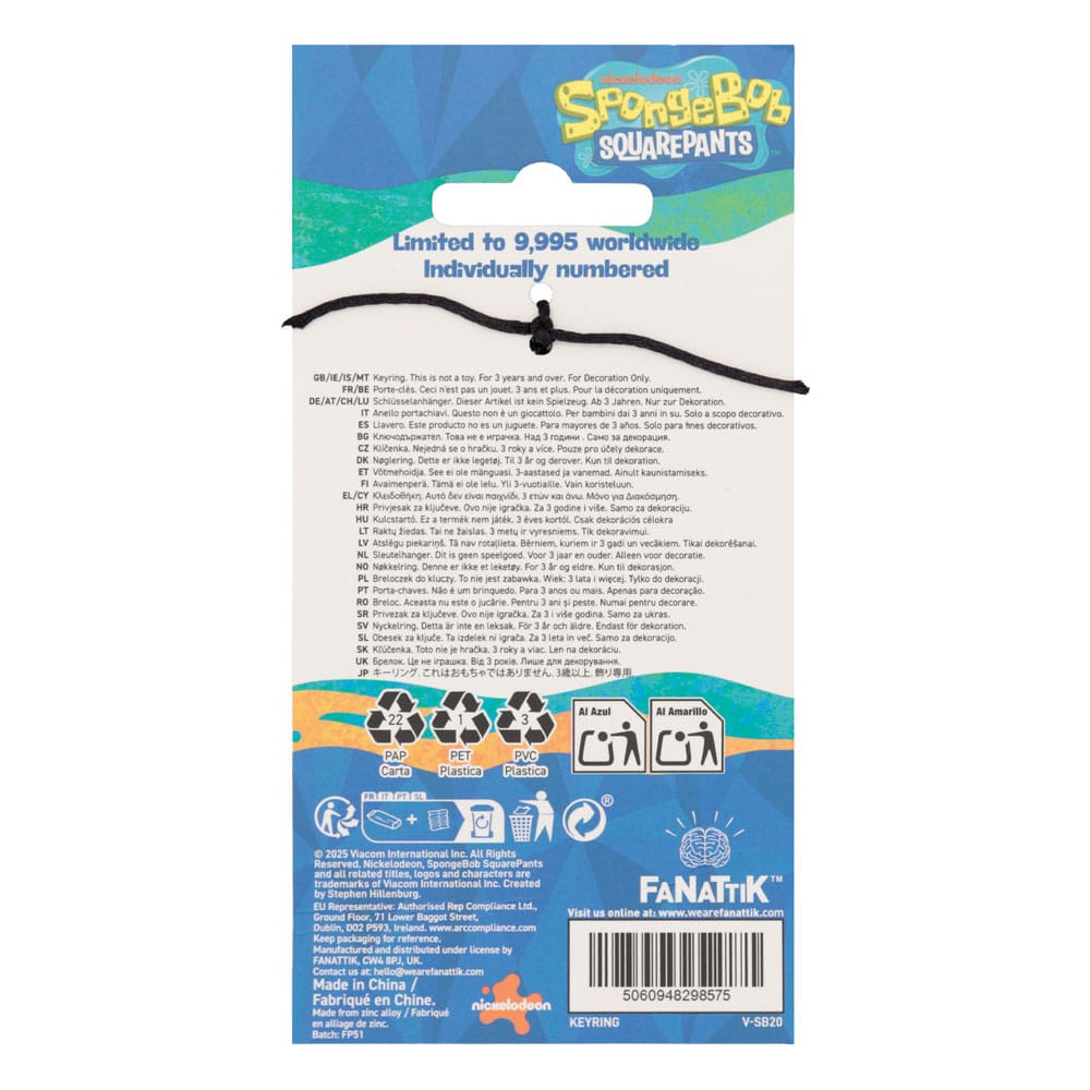 SpongeBob Squarepants Keychain Driver License Limited Edition           5060948298575