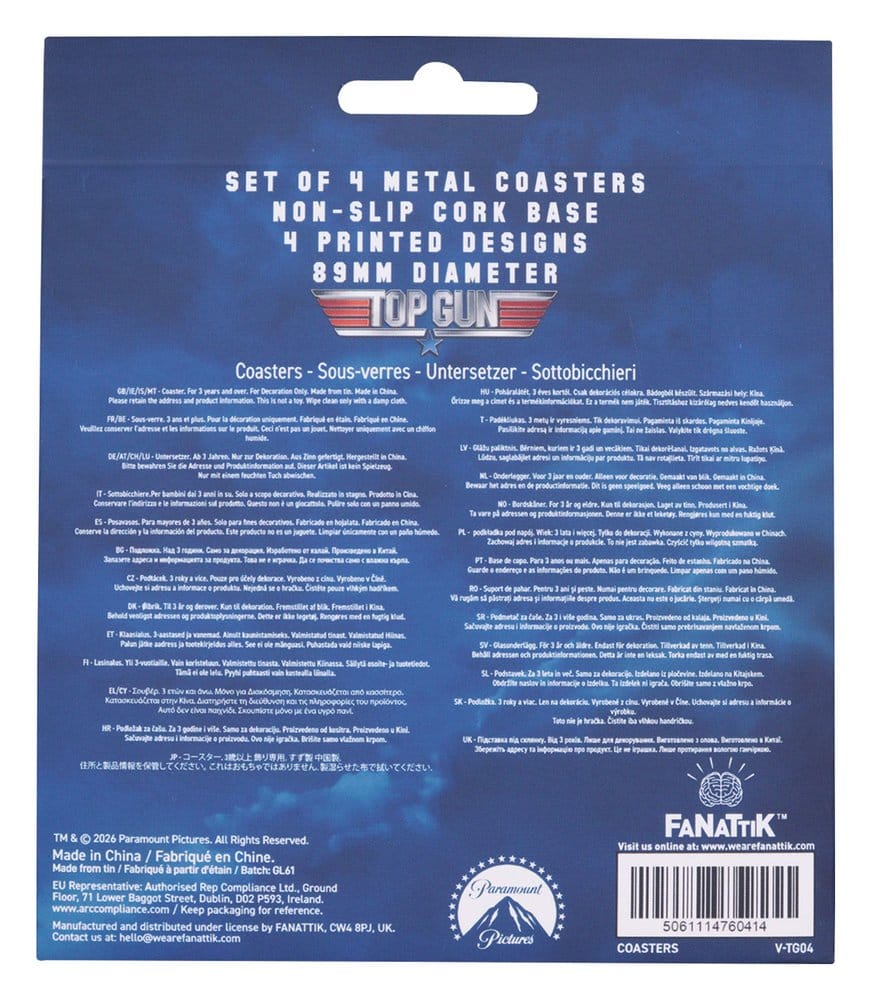 Top Gun Untersetzer 4er-PackTop Gun Coaster 4-PackTop Gun pack 4 sous-verresTop Gun Pack de 4 Posavasos 5061114760414