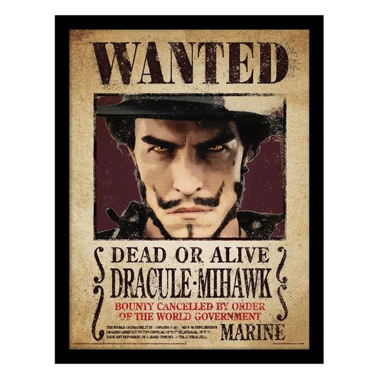 One Piece Collector Print Framed Poster Mihawk Wanted 5050574055307