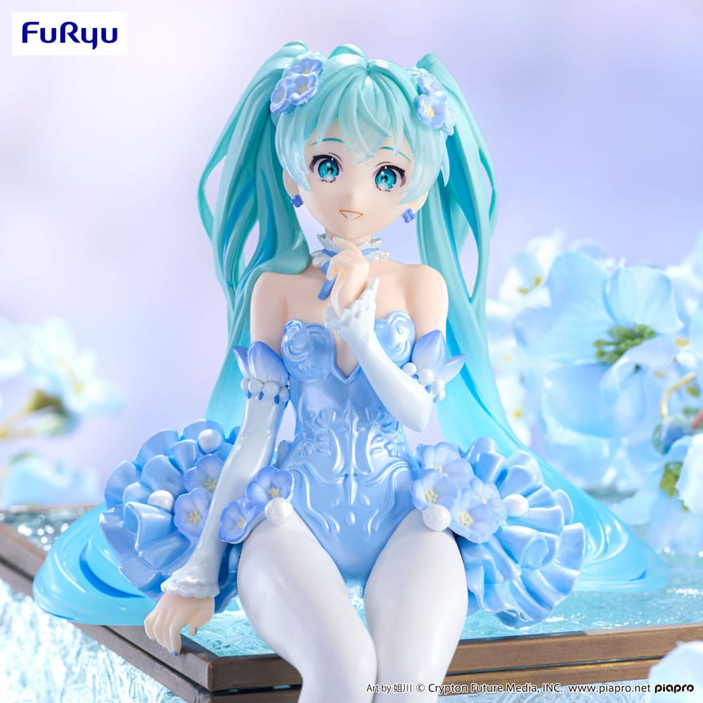 Hatsune Miku Noodle Stopper PVC Statue Flower Fairy Nemophila Pail Blue Color Ver. 15 cm 4582782366797