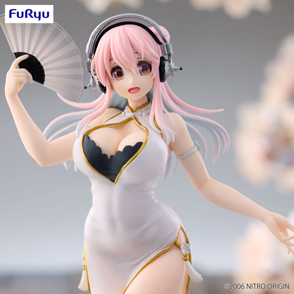 Super Sonico Trio-Try-iT PVC Statue White China Dress Ver. 21 cm 4571623506737