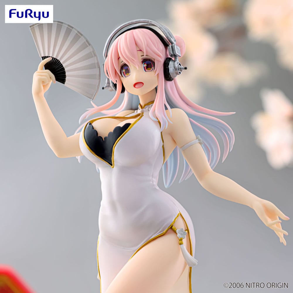 Super Sonico Trio-Try-iT PVC Statue White China Dress Ver. 21 cm 4571623506737