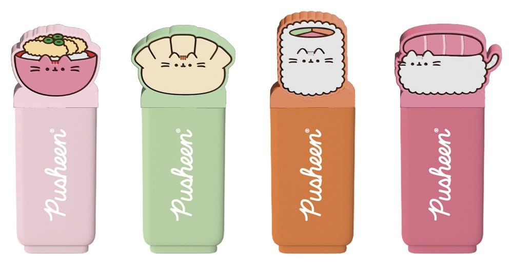 Pusheen Highlighters with Topper Sushi Roll Set of 4 8435747828075