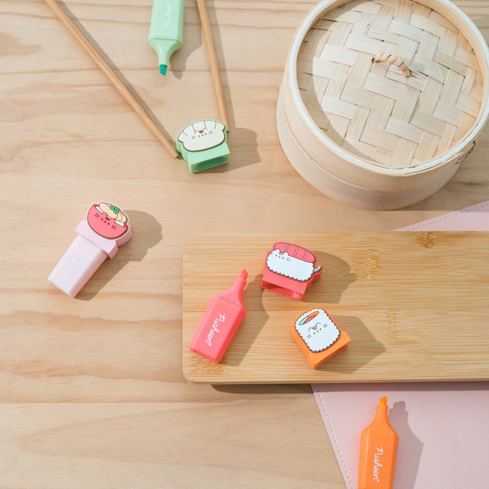 Pusheen Highlighters with Topper Sushi Roll Set of 4 8435747828075