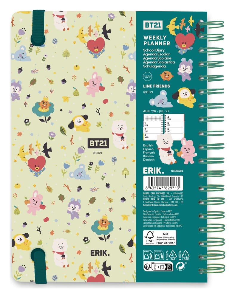 BT21 School Diary weekly planner 2026/2027 A5 8435747829713