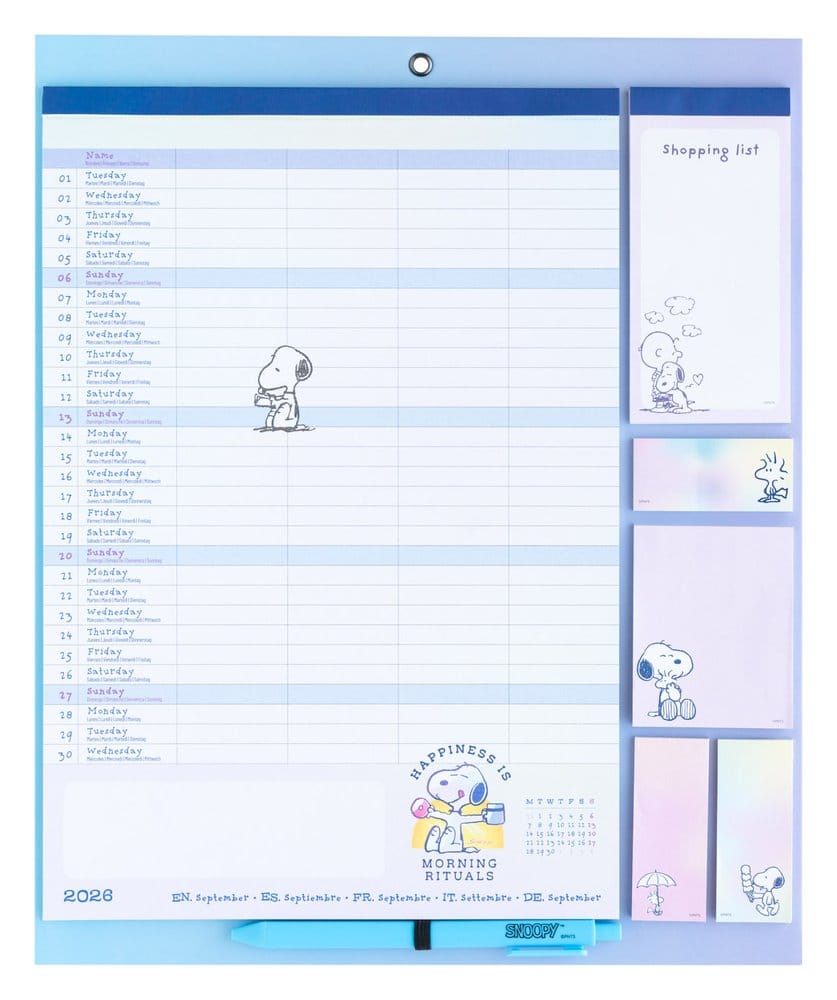 Snoopy Magnetic Planner 2026/27 30 x 35 cm 8435747832164